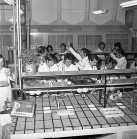 Alunos do curso de agronomia em atividades do campo e no laboratório