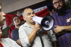 Manifestação contra a adesão da UFSM à Empresa Brasileira de Serviços Hospitalares (EBSERH)